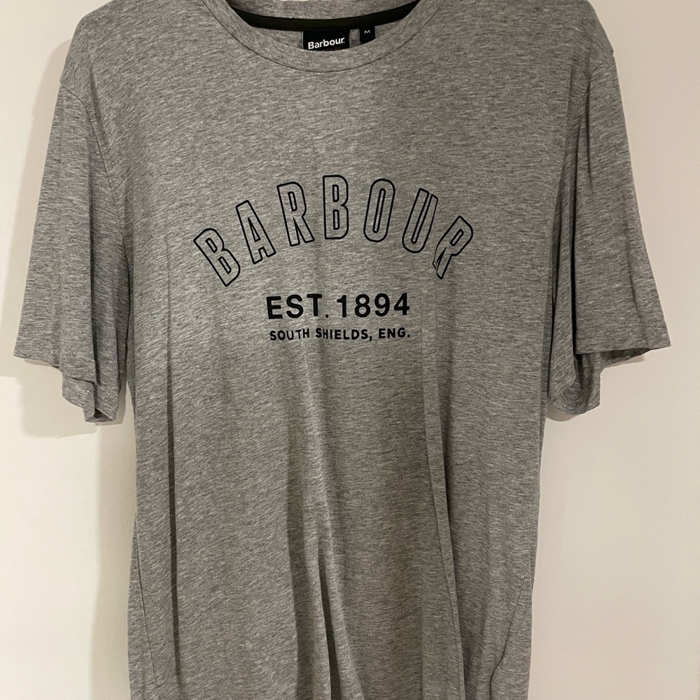 Barbour Calvert T-Shirt Size Medium Light Gray Marle Crewneck Pullover Casual